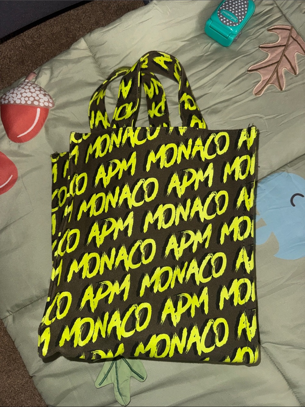 monaco Neon Yellow on Black Messenger Tote